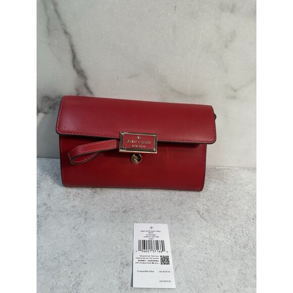 Kate Spade Reegan Smooth Leather Wallet Crossbody KB545 Candied Cherry Red NEW - Picture 2 of 9